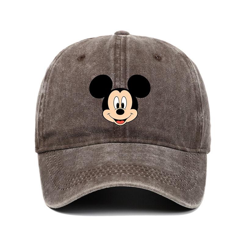 Retro Washed Mickey Mouse Print Baseball Cap Men Women Vintage Kpop Snapback Cap Adjustable Breathable Trucker Hat Sunscreen Hat