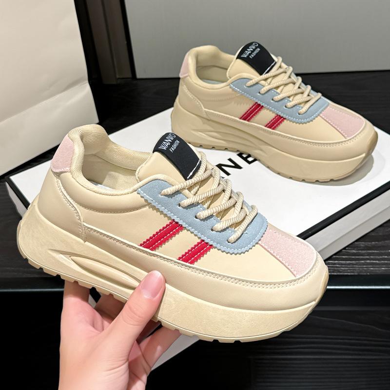Spring and Autumn new leather sneakers platform casual dad shoes Forrest Gump shoes 35