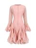 2025 Summer Women's Ruffle Design Waist-Slimming Flared Sleeve Dress