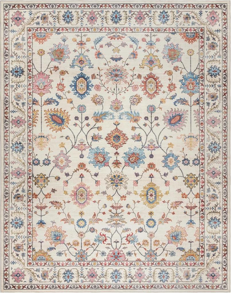Retro Persian Carpet Indoor Boho Area Rug NonSlip Super Strong,Printed Rug Home Décor for Entryway, Bedroom, Living Room Decor