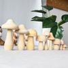 1Pcs Wooden Mushroom Multi-Sizes Natural Raw Wood Color Mushroom DIY Crafts Painting Dolls Ornament Handmade Kids Toy Decoration