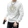 Men's European Luxury Round Neck Fleece-Lined Sweatshirt – Trendy, Thickened Outerwear with Hot Drill Design