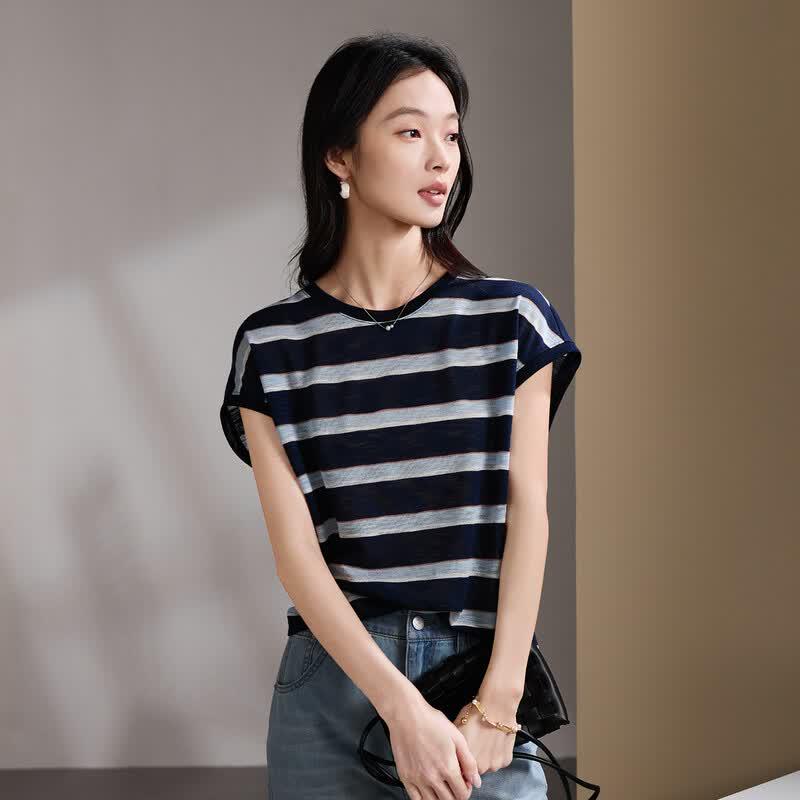 SOFSIL Women's Striped Short-Sleeved T-Shirt