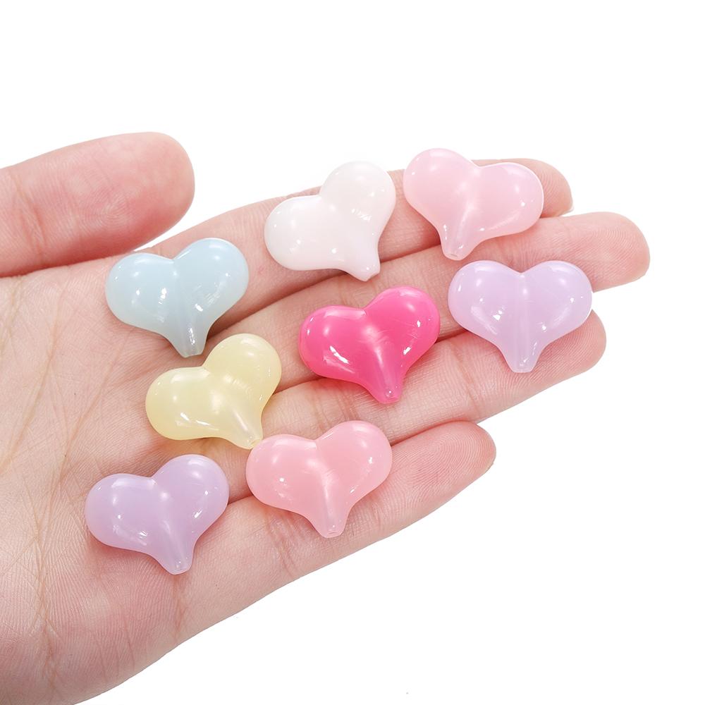 10pcs/lot Acrylic Jelly Colored Heart Shape Beads Bracelet Loose Beads For DIY Jewelry Making Necklace Craft Accessories