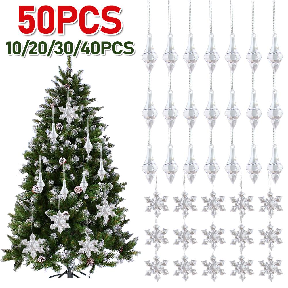 10-50PCS Crystal Xmas Tree Pendant Xmas Tree Decorations Hanging Festive Party Supplies Hanging Tree Personalized Pendant