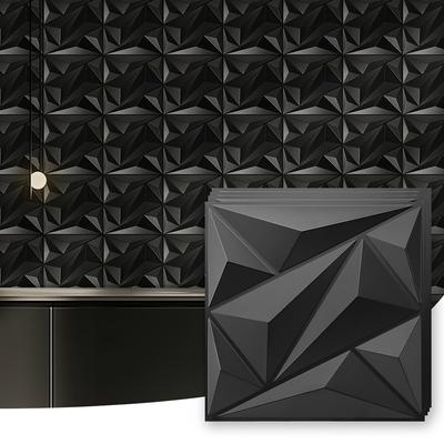 10 Stück Mattschwarze PVC 3D-Diamant-Wandpaneele Einfache DIY-Installation für Wohnzimmer Schlafzimmer Küche TV-Hintergrundwandpaneele
