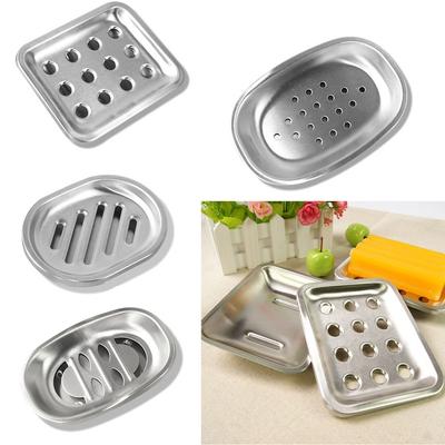 Drainable Soap Dish Stainless Steel Soap Container Tray Soap Box  Bathroom Kitchen Sink Organizer