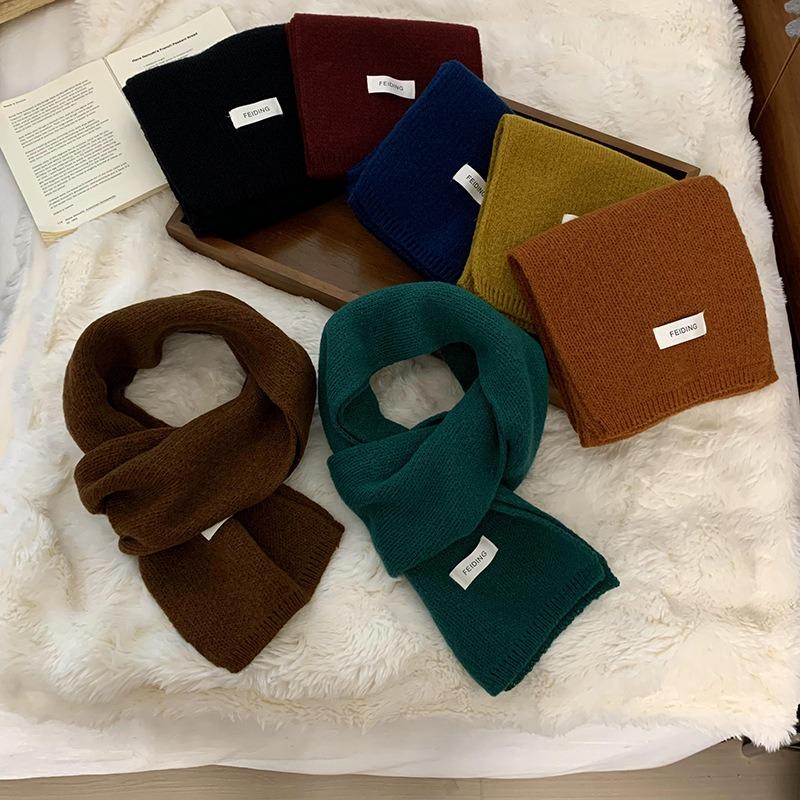 Skjerf vinter varmt nytt ensfarget trend ensfarget allsidig par mykt voksaktig fortykket skjerf strikket sjal