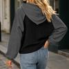 Women's Oversized Colorblock Quilted Hoodie with Drawstring - Casual Loose Fit Long Sleeve Pullover Sweatshirt