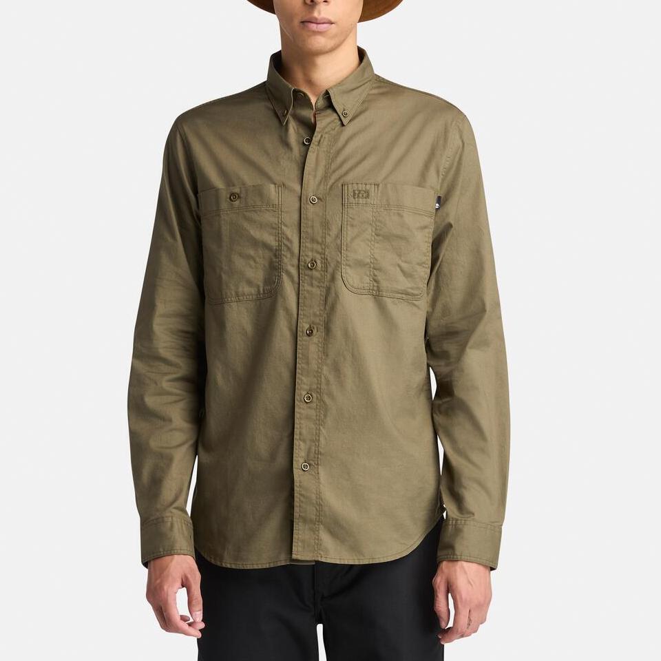 Timberland Comfortable Soft Skin-Friendly Versatile Long Sleeve Shirt Men shirts Army-Green A69RQ-A58