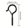 10pcs/box Black Hooks With Safety Buckle, Ceiling Screw Hooks For Hanging Outdoor String Lights, Hanging Plants