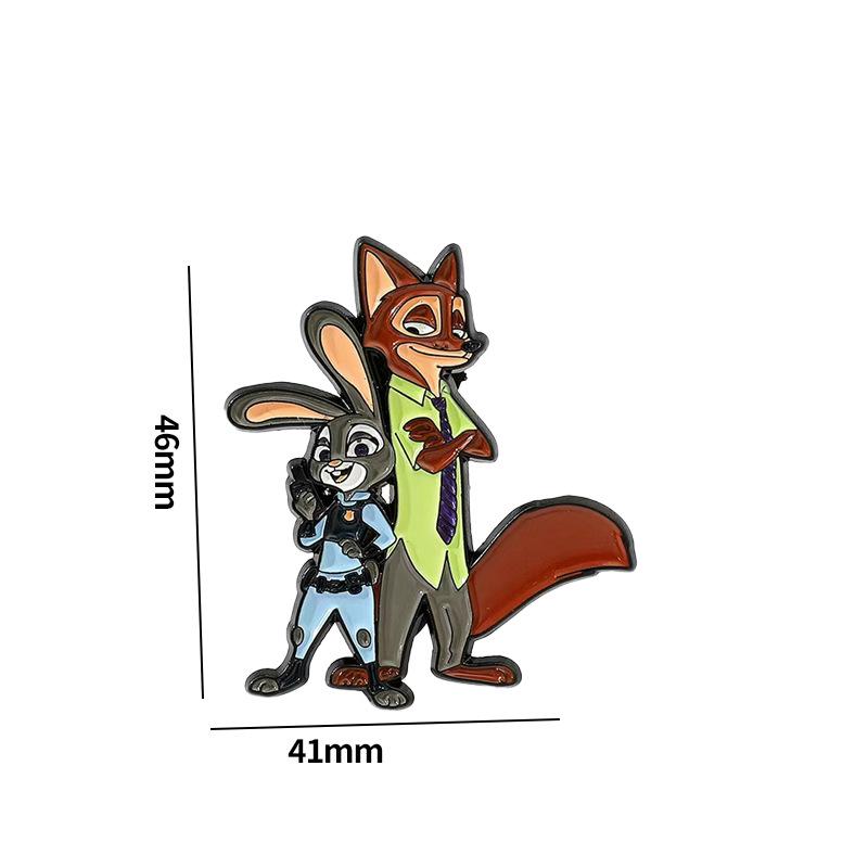 European and American cartoon creative cute fox Nick brooch decoration rabbit Judy oil drip badge pin accessory
