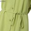 ZANZEA Robe chemise décontractée à manches courtes et col rabattu pour femme