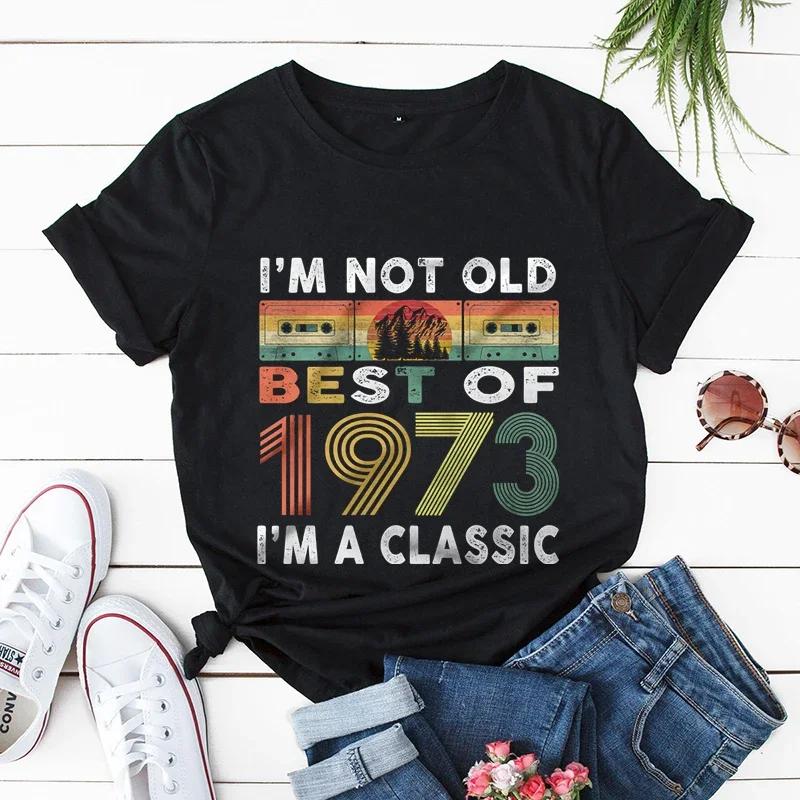 Vintage 1981 Print Unisex T Shirts Short Sleeve Unisex Tshirts Ladies Tee Shirt Tops 1973195719581961 Clothes Camisetas Mujer