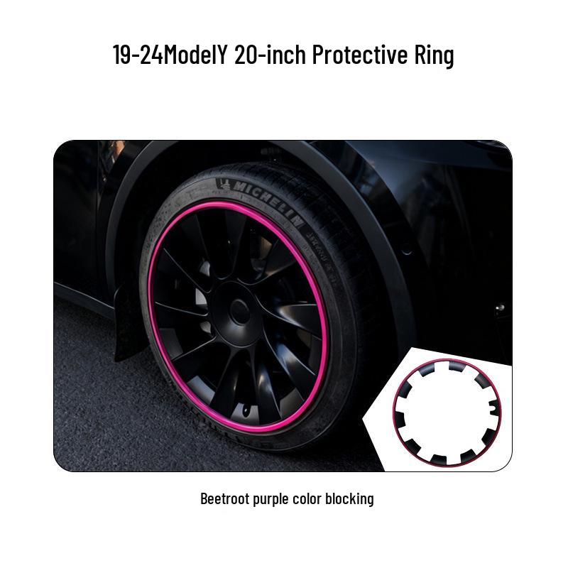 Protetor de Cubo de Roda 20" para Tesla Model Y: Capa de Pneu Bicolor de Cobertura Total para Modelos 2019-2024.