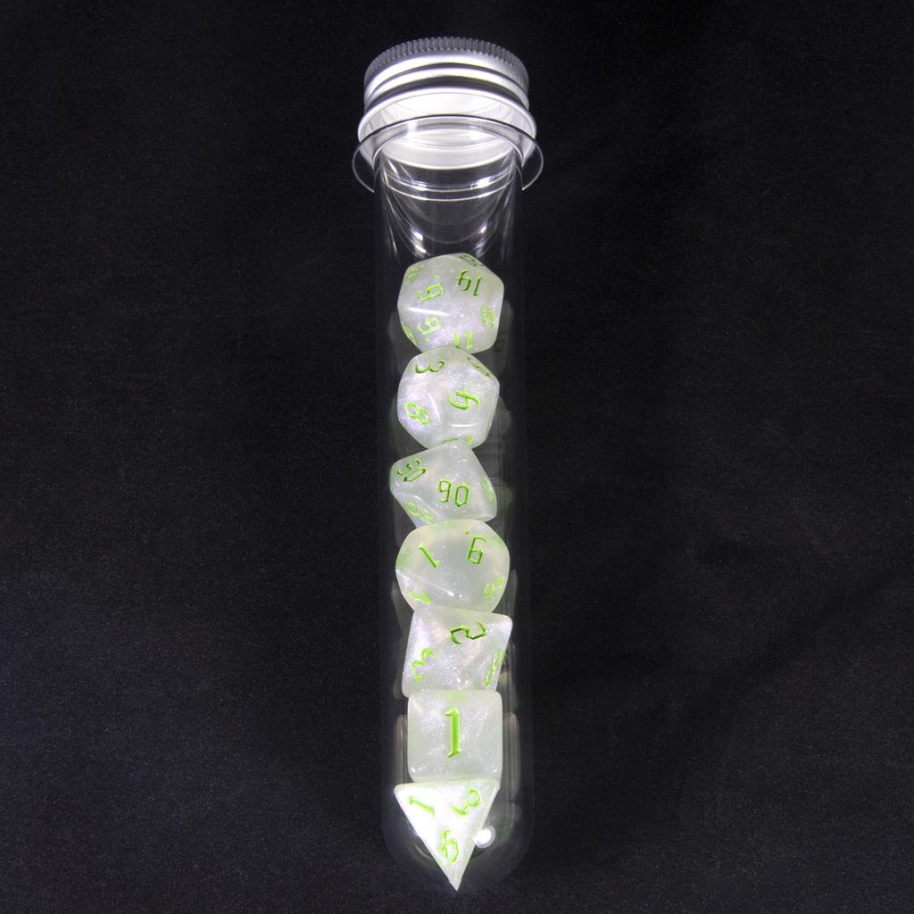 7pcs DND Dice Set with Tube Glitter Polyhedral Dice Playing Dice Game for Table Game