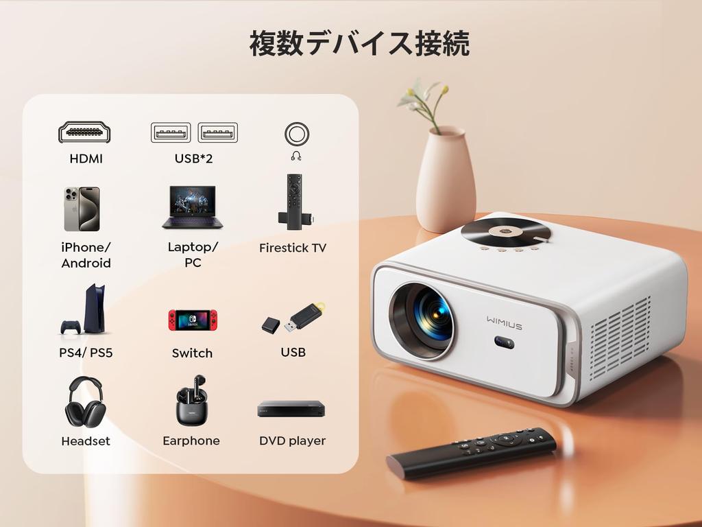 With Android WiMiUS Small Size Focus Automatic Keystone Correction High Brightness 700 Comes with a Tripod WIFI 6 Bluetooth Real 1080P 4K Zoom HiFi