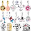925 Sterling Silver Family Charms Bead Sparkling CZ Zircon Love Mom Easter Egg Pendants Fit Original Bracelet DIY Jewelry Gift 1