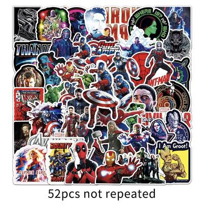 52 Piezas de Pegatinas de Superhéroes de Marvel, Pegatinas Impermeables de Capitán América y Iron Man, DIY para Maleta, Teléfono, Tableta, Portátil, Botella de Agua