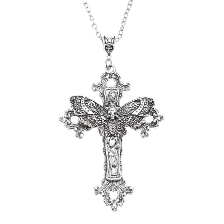 

Готический Череп Смерти Мотылек Ожерелье Девочки Женщины Унисекс Крест Цветочный Шарм Чокер