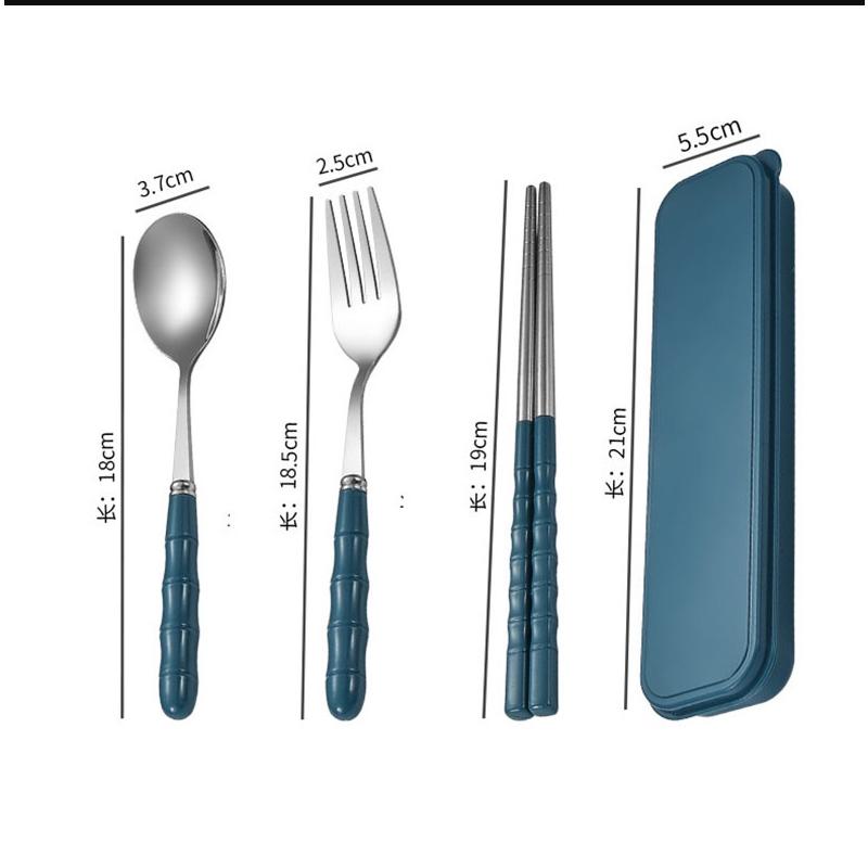 3 adet/takım Paslanmaz Çelik Çatal Bıçak Takımı Kaşık Çatal Çubuk Seti Kutulu Seyahat Çatal Bıçak Takımı