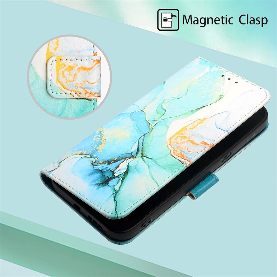 Flip Case For Fundas Samsung Galaxy A04E A12 A13 A14 A22 A24 A32 A33 A34 A52 A52S A53 A54 A73 5G Marble Color Wallet Cover D03G