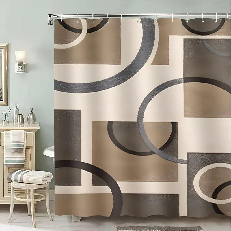 Modern Geometric Abstract Shower Curtain Bathroom Decor Waterproof Curtain for Stylish Home Bathroom Design