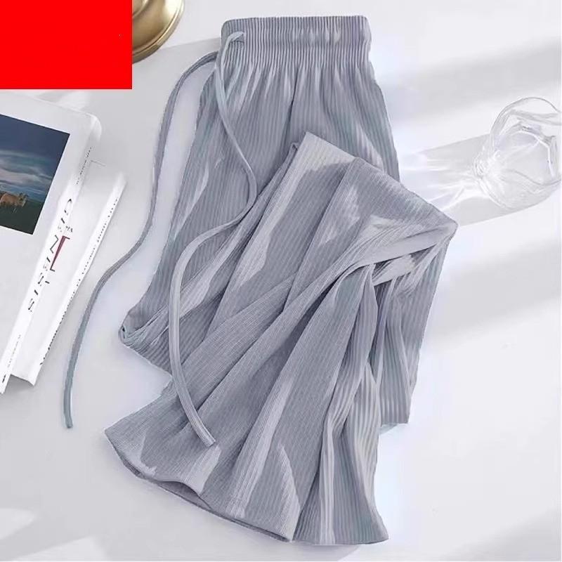 Women's Lightweight Summer Slim-Fit Wide-Leg Pants: Flowing, High-Waisted, Slimming, Casual Straight-Leg Pants
