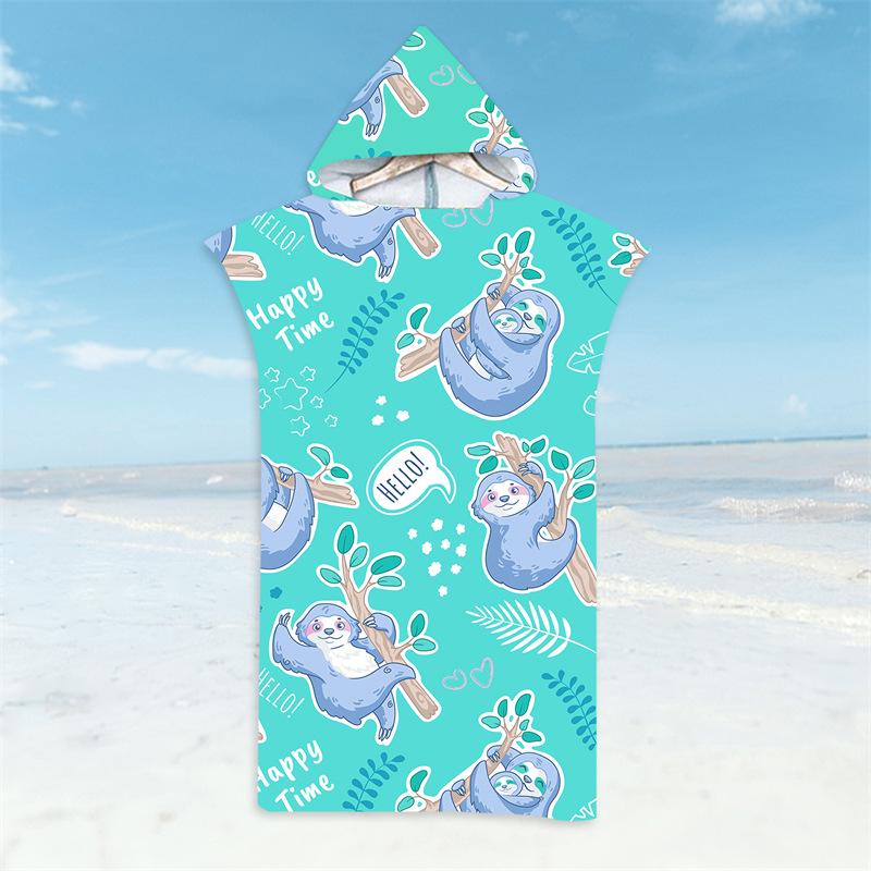 Microfiber Quick-Dry Hooded Beach Poncho Bathrobe for Adults
