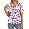 Women's Casual Short Sleeve Polo Shirt with Independence Day Star Print Collar Top Lightweight Summer Tee