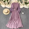 Vestido plisado francés de primavera para adelgazar - Elegante falda larga que ciñe la cintura