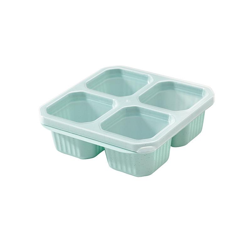 Children's Wheat Straw Lunch Box - Square Compartmentalized Fresh-Keeping Container for Snacks, Fruit, and Dessert