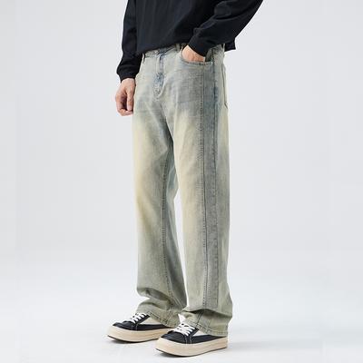 High Street Old Spring New Jeans Men's American Retro Straight-Line Slim Pants