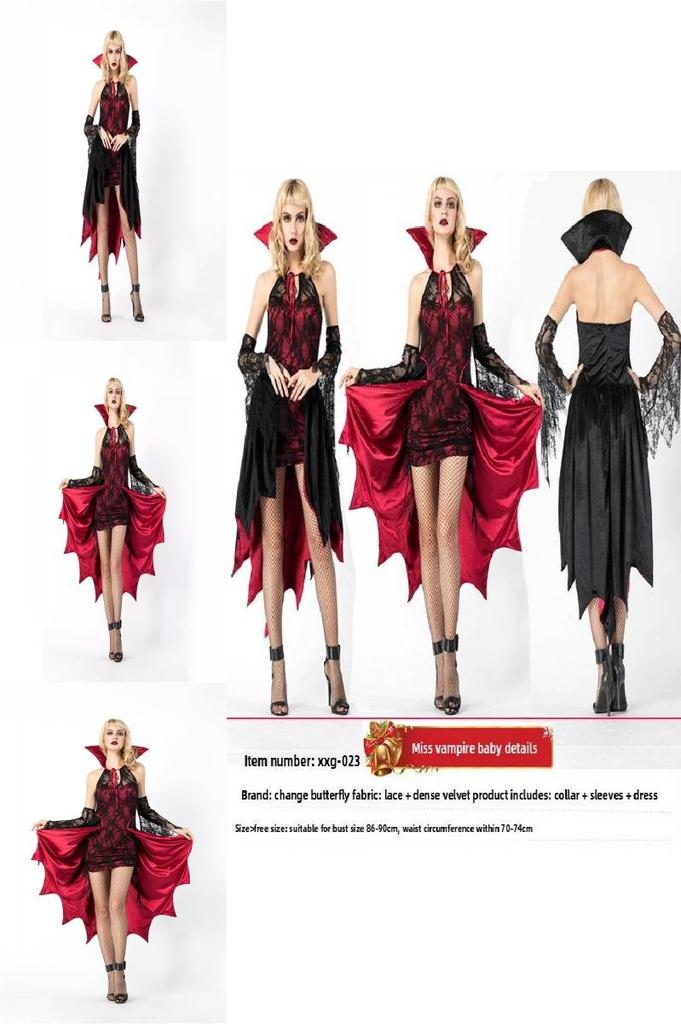 Halloween Vampire Queen Costume For Stage Performances With Polyester Fabric For Women