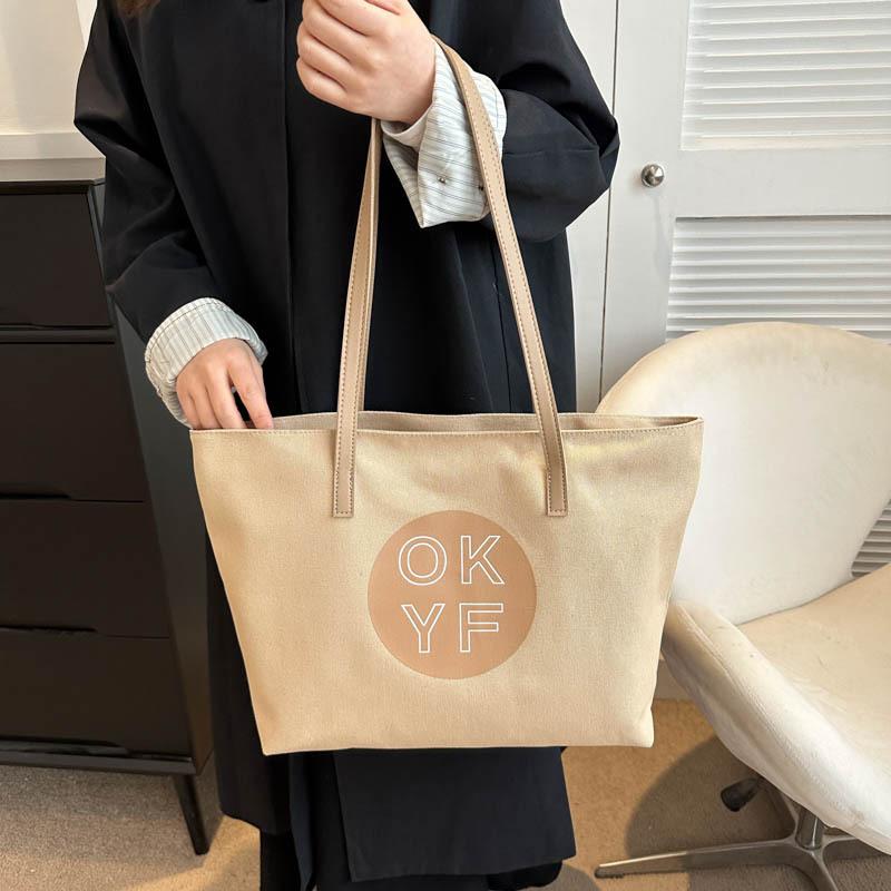 Large-capacity bag women's 2025 new casual foreign versatile shoulder bag simple canvas portable tote bag