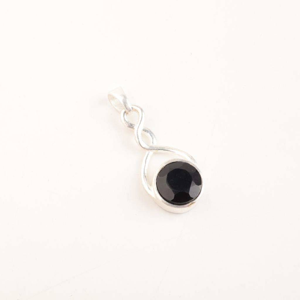 Schwarzer Onyx Edelstein 925 Sterlingsilber Schmuck Handgefertigter Modischer Anhänger CP-25-19