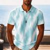 Men's Light Blue Tie Dye Print Polo Shirt, Casual Tops For Spring Summer Daily Streetwear & Beach Vacation Occasions