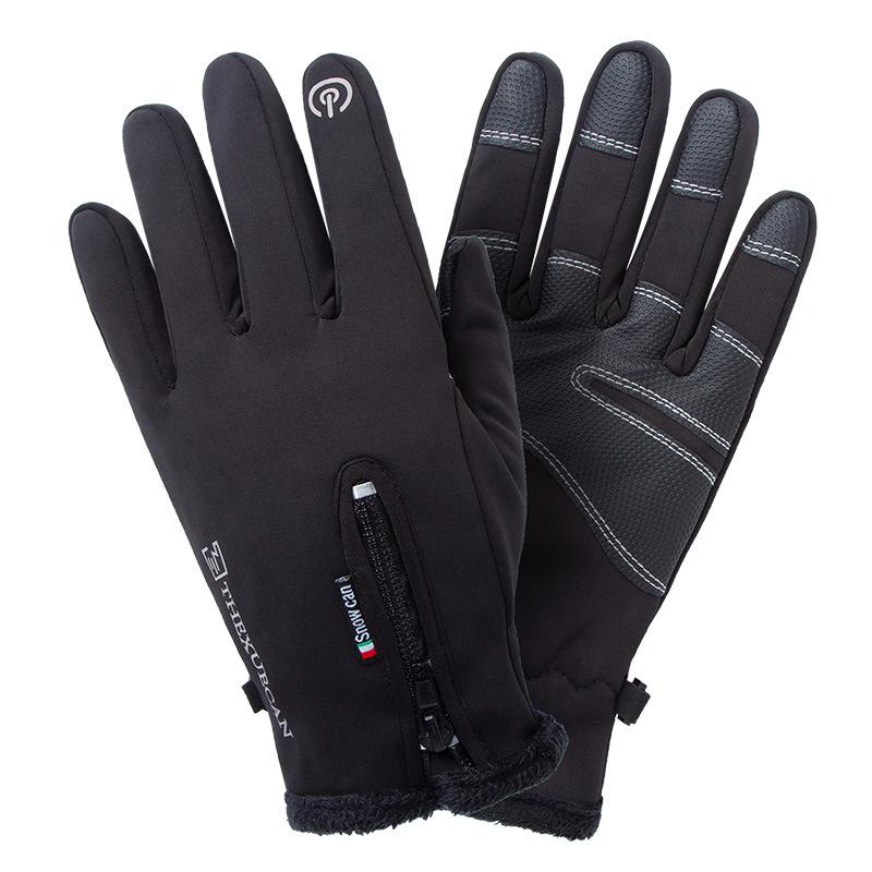 Winter Warm Adult Ski Gloves Zipper Touch Screen Motorcycle Riding Gloves Waterproof and Thickened Cold Proof