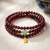 Přírodní granátový 3-obratový náramek a náhrdelník, vínově červený léčivý krystal „Kámen žen“, orientální amulet štěstí pro ženy
