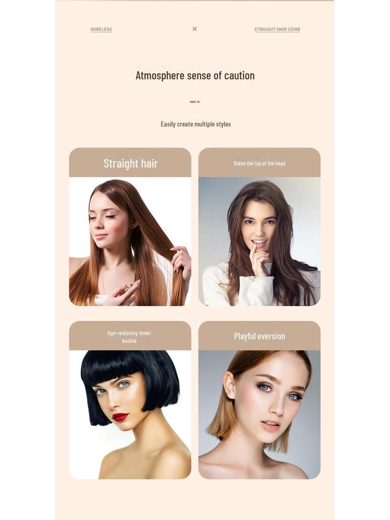 Rechargeable Wireless Ceramic Hair Straightener Comb - Fast Heating & Negative Ion Technology