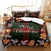 3D Happy New Year Bedding Set Christmas Happy Duvet Cover Pillowcase 2/3 Holiday Gift AU/EU/ES/DE Full Size Quick Drying Soft Home Textile