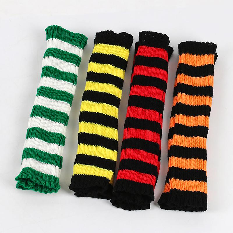 

Зимние длинные перчатки с половиной пальца для женщин и девочек, вязаные перчатки без пальцев в полоску для рук, теплые для дома и офиса, осенние варежки