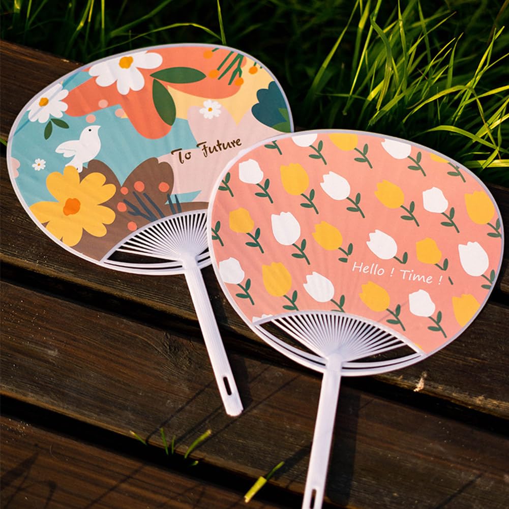 MinniLove Iuchi Uchi Cute 4 Extra Cool and Perfect for Sports Fireworks and Parties of 4 Floral Fans, Designs, Types, Large, Lightweight, Summer,