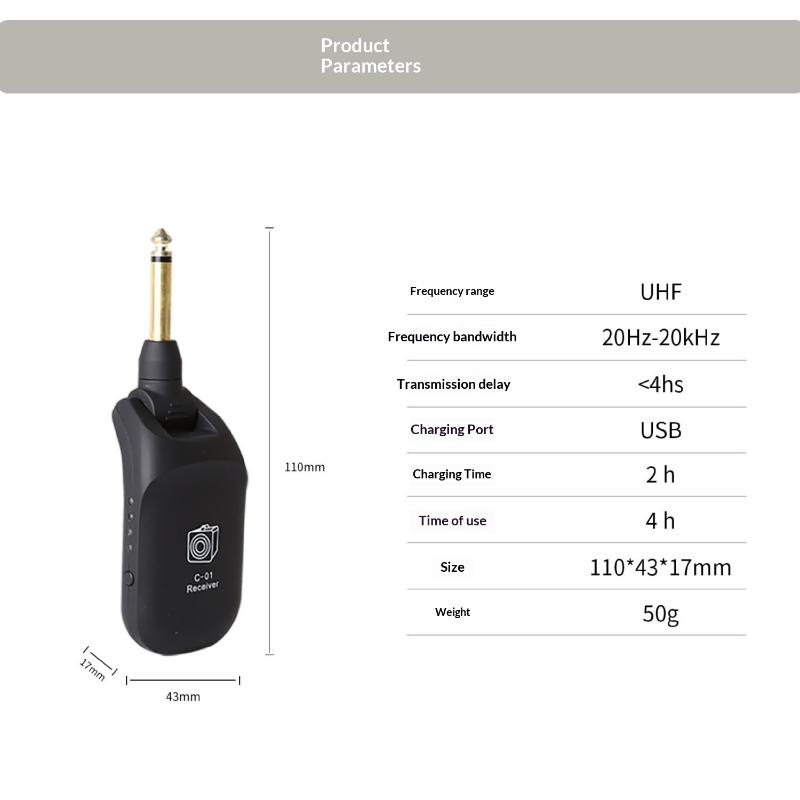 C-01 Wireless Guitar System Built In Channels Wireless Guitar Transmitter Receiver For Electric Guitar Bass Violin