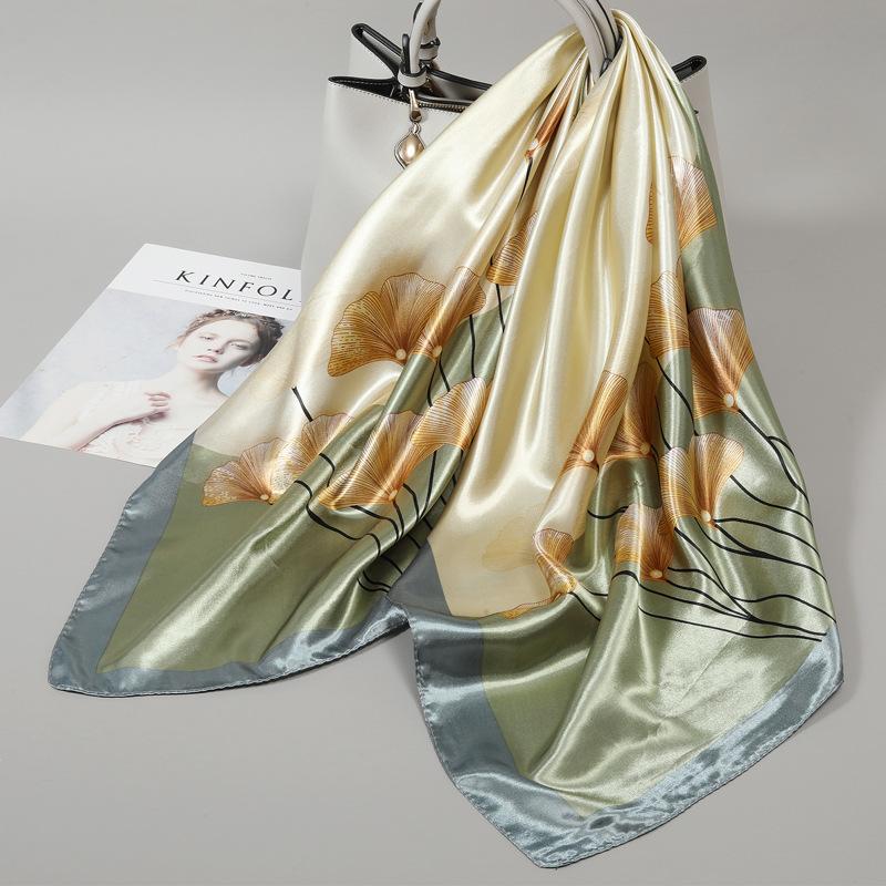 Small silk scarf women's large square scarf yarn scarf spring, autumn and winter matching shirt middle-aged mother square 91 × 91 thin scarf