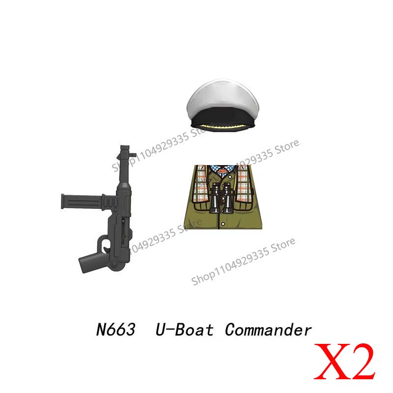 Militär WW2 Soldaten Bausteine Deutscher Marine Sergeant U-Boot Artillerie Modell Steine Mini Actionfiguren Spielzeug Kinder Geschenke