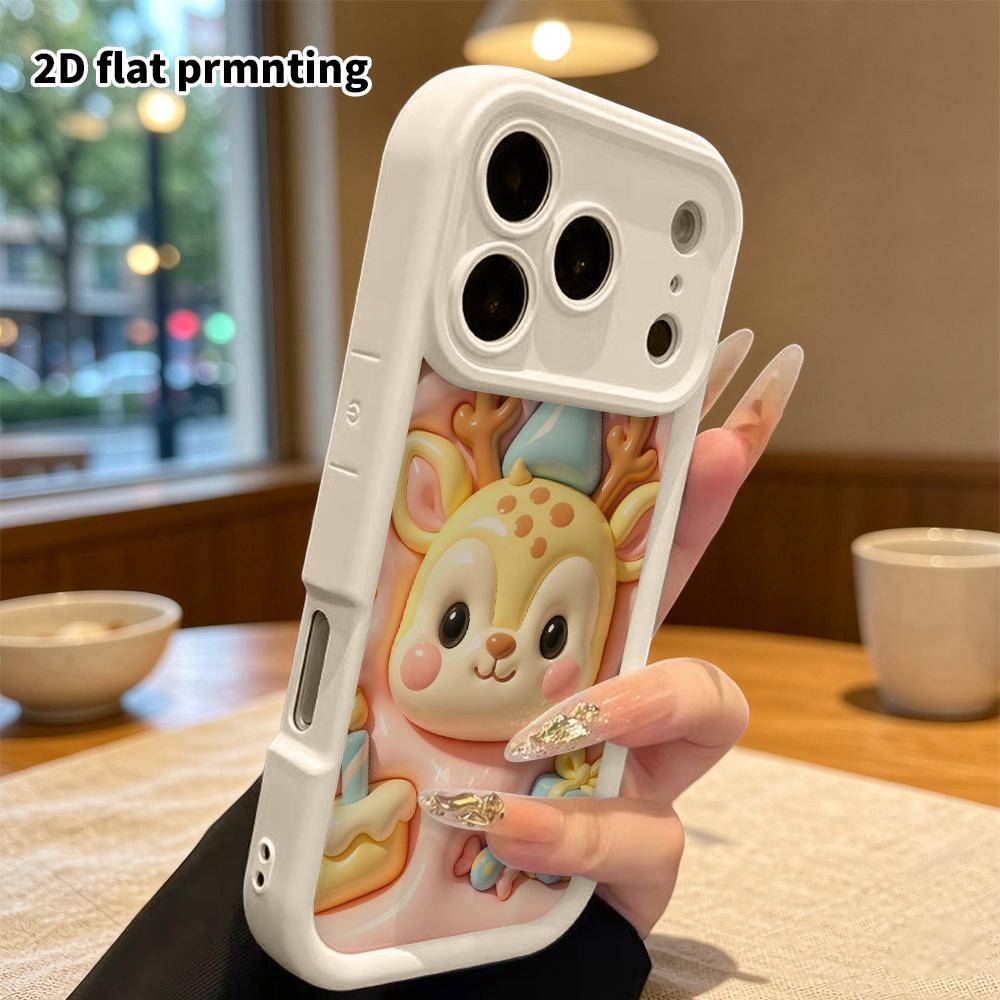 Phone case: 2D flat, suitable for iPhone 18, 17, 16, 15, 14, 13 Pro protective case, cream-colored base, perfect Christmas and Halloween holiday gift