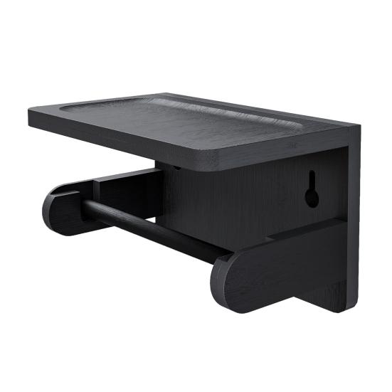 

Paper Towel Holder with Enlarged Bamboo Storage Table Phone Slot Detachable Boom Dual Installation Bathroom Kitchen Organizer чорний