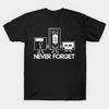 Men Black Print T-shirt Never Forget No-Cut Transfer Paper Print Cotton Tshirt