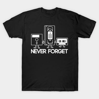 Men Black Print T-shirt Never Forget No-Cut Heat Transfer Print Cotton Tshirt